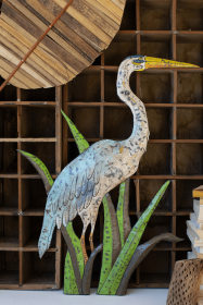 Hand-Hammered Recycled Metal Heron