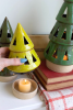 Set Of Three Ceramic Christmas Tree Lanterns