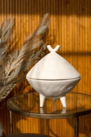 Ceramic Saucer Canister With Three Feet