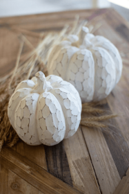 Set Of Two Faux White-Wash Resin Pumpkins