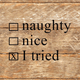 Naughty, nice, I tried (check boxes)... Wall Sign