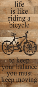 Life is like riding a bicycle to...  Wall Sign