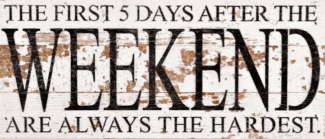 The first 5 days after the weekend... Wall Sign