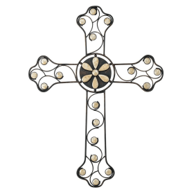 Wall Cross Rust Metal With Beige