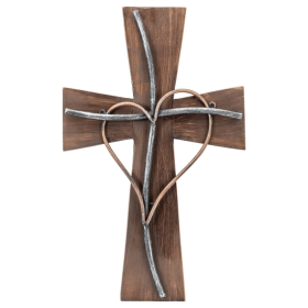 Espres Silver Copper Wood Metal Wall Cross