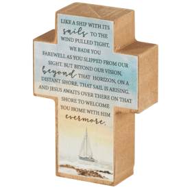 Tabletop Plaque Cross Sailboat Bade