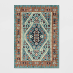 7x10 Feet Blue Buttercup Diamond Vintage Persian Woven Rug