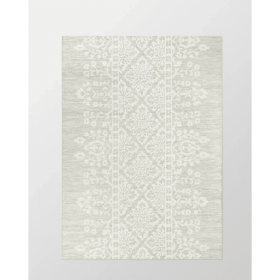 7x10 Feet Ivory Cream Floral Filigree Outdoor Indoor Rug