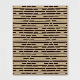 8x10 Feet Black/Tan Geometrical Indoor/Outdoor Area Rug