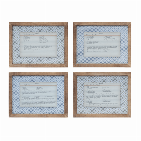 Framed Recipe Card (Set of 4) 13.5"L x 10.25"H MDF/Wood