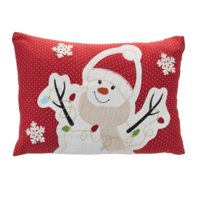 Embroidered Snowman Throw Pillow