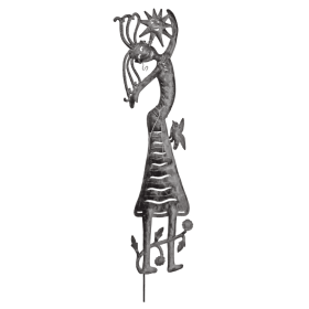 Garden Girl with Sun and Bird Stake