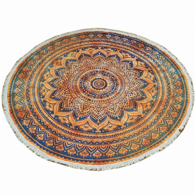Sunset Burst Round Mandala Crochet Tapestry Wall Hanging