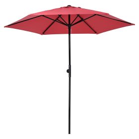 Outdoor Patio Umbrella 7.5FT 6-Rib Red, Garden Parasol