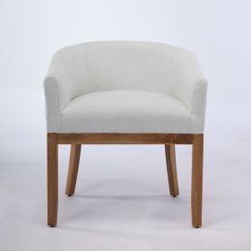 Mid Century Modern Upholstered Barrel Dining Chairs with Arms,Farmhouse Linen Kitchen & Dining Room Chairs with Natural Hardwood Frame