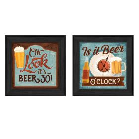 w"Beer O'clock Collection" 2-Piece Vignette By Mollie B., Printed Wall Art, Ready To Hang Framed Poster, Black Frame