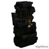 Indoor Home Office Resin Towering Cave Waterfall Table Fountain with LED Lights - 14 Inch