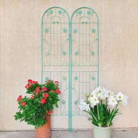 2 Pack Metal Garden Trellis 86.7" x 19.7" Rustproof Trellis for Climbing Plants Outdoor Flower Support (Color: Green)